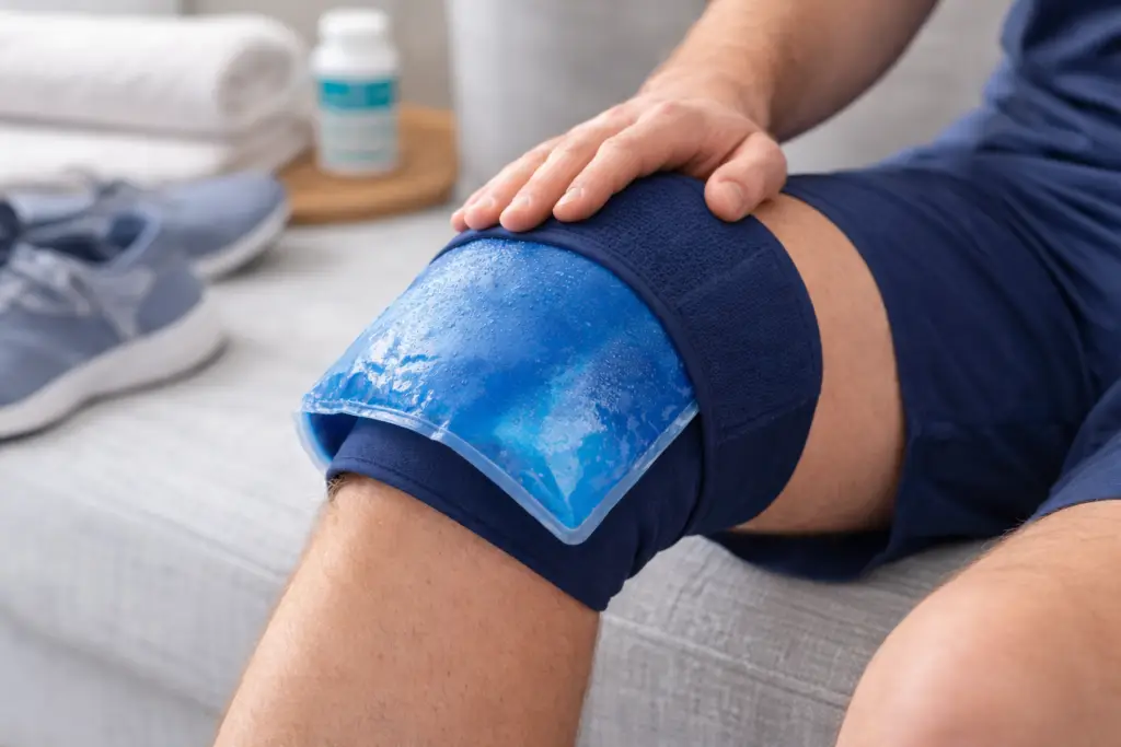 Reusable gel ice pack for sports injury recovery at home